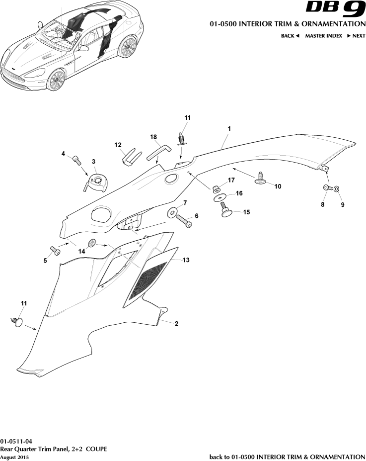 Rear Quarter Trim Panel, 2+2 Coupe