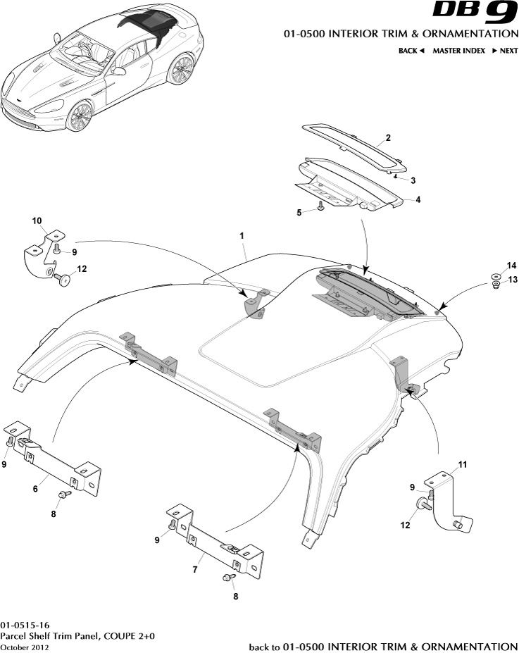 Parcel Shelf Trim Panel, 2+0 Coupe