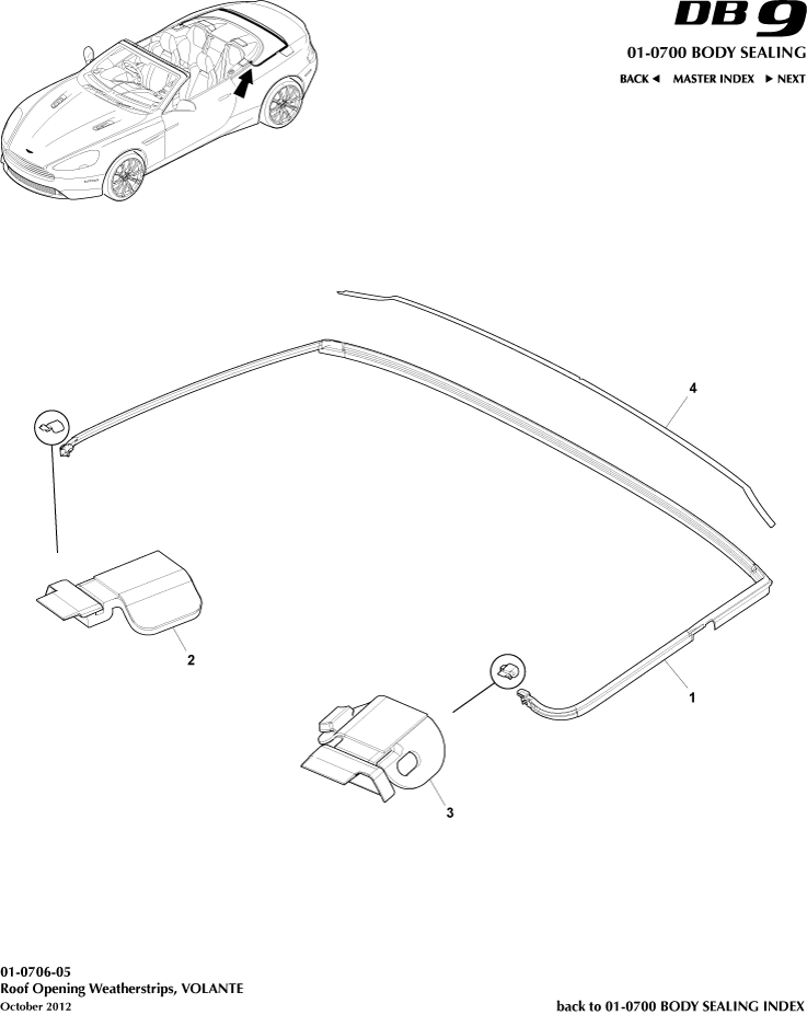 Roof Opening Weatherstrip, Volante