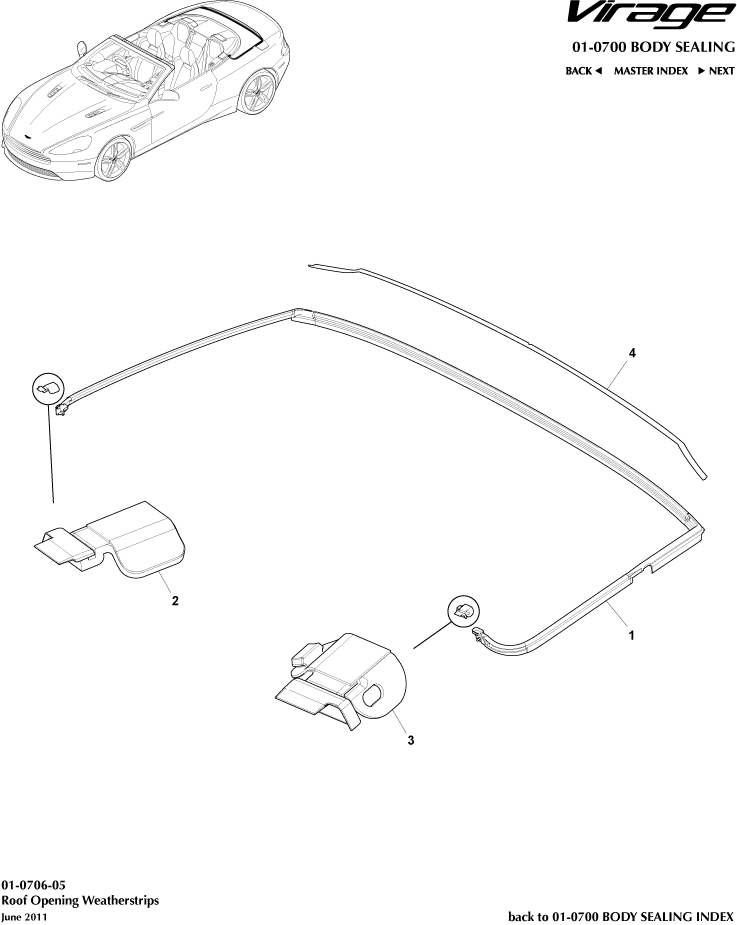 Roof Opening Weatherstrip, Volante