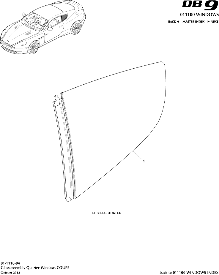 Rear Quarter Glass, Coupe