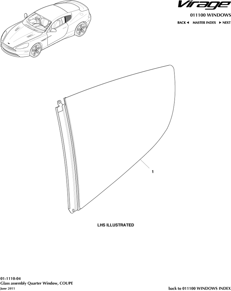 Rear Quarter Glass, Coupe