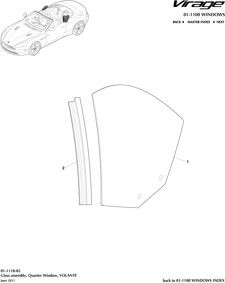 Rear Quarter Glass, Volante