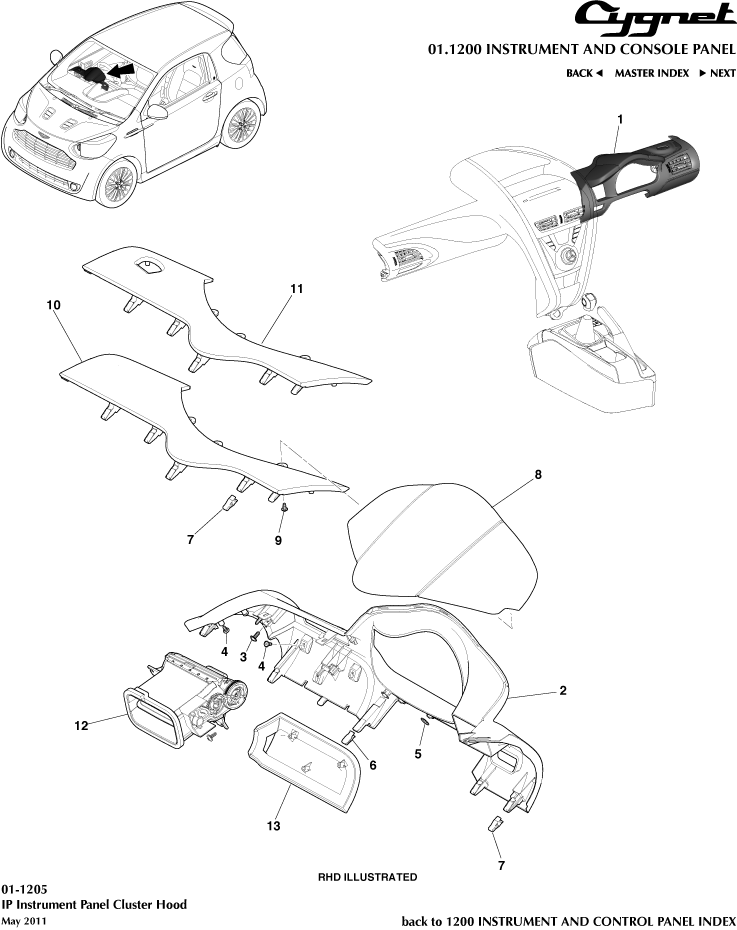 IP Instrument Panel Cluster Hood