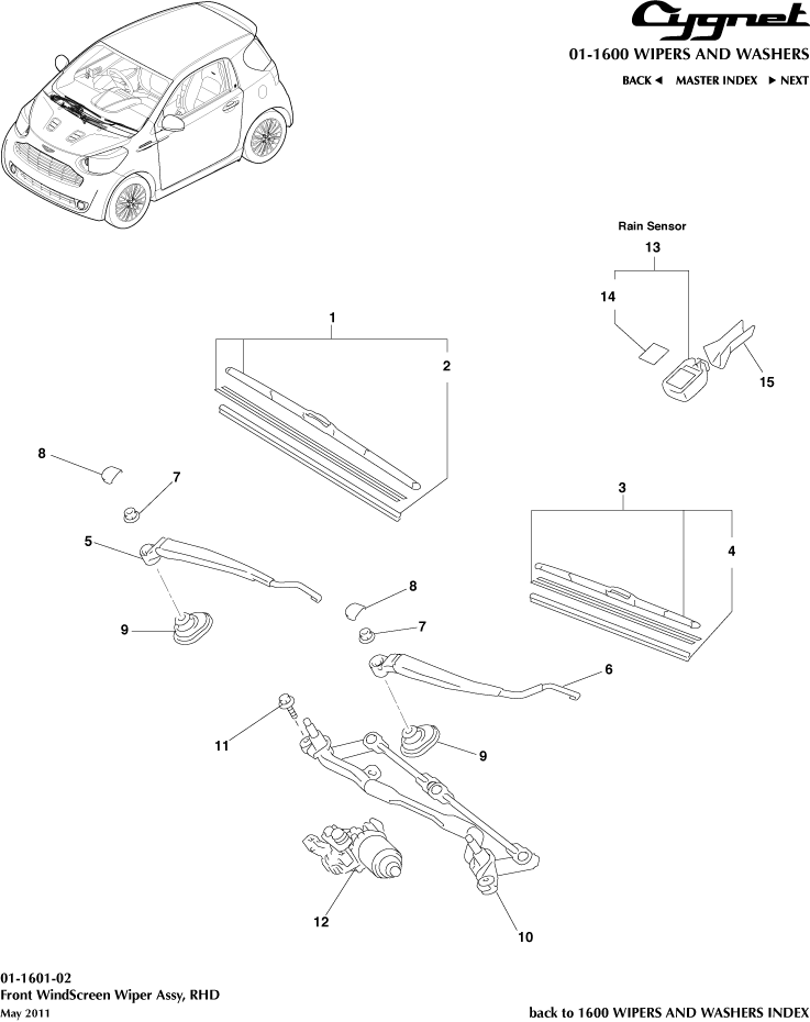 Front Windscreen Wiper, RHD