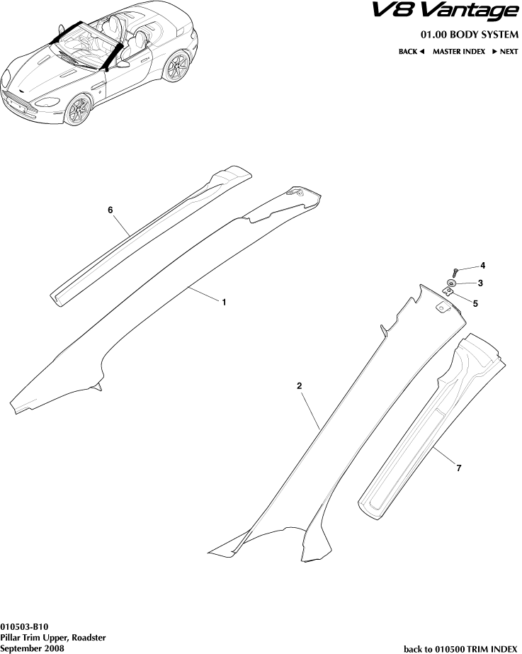 Pillar Trim , Upper, Roadster