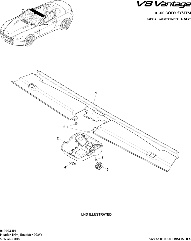 Header Trim, Roadster 09MY