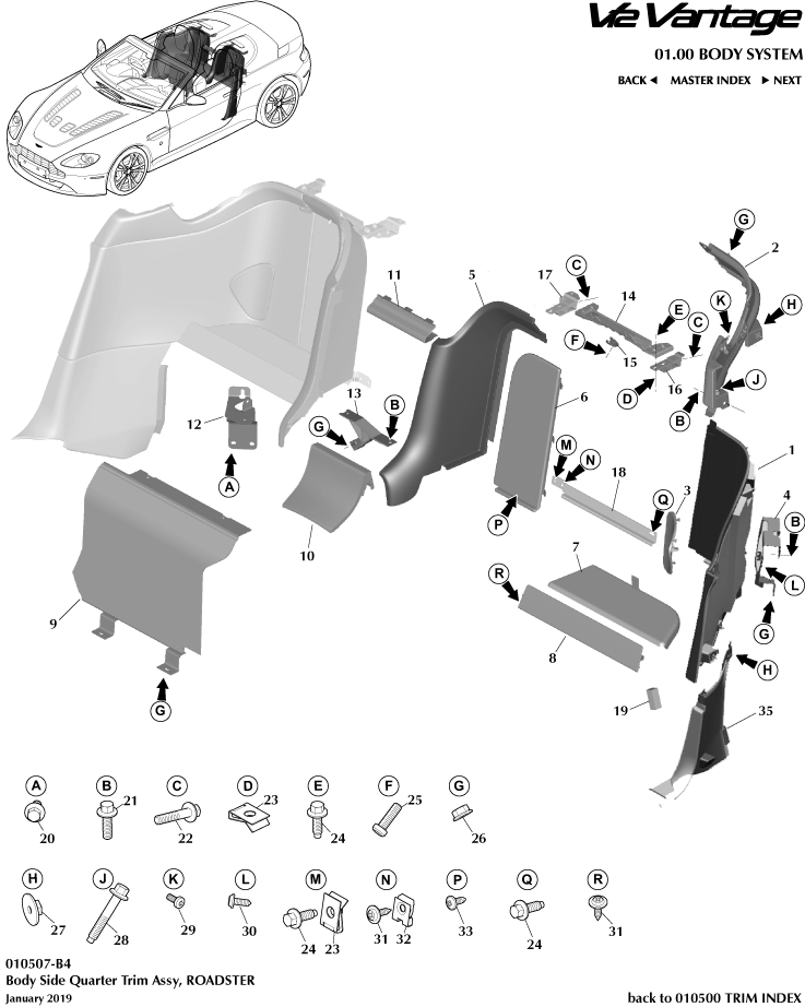 Body Side Quarter Trim, Roadster
