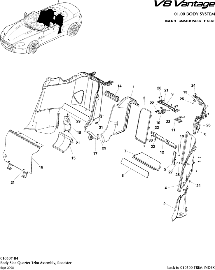 Body Side Quarter Trim, Roadster