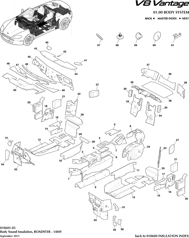 Body Insulation, Roadster, 14MY