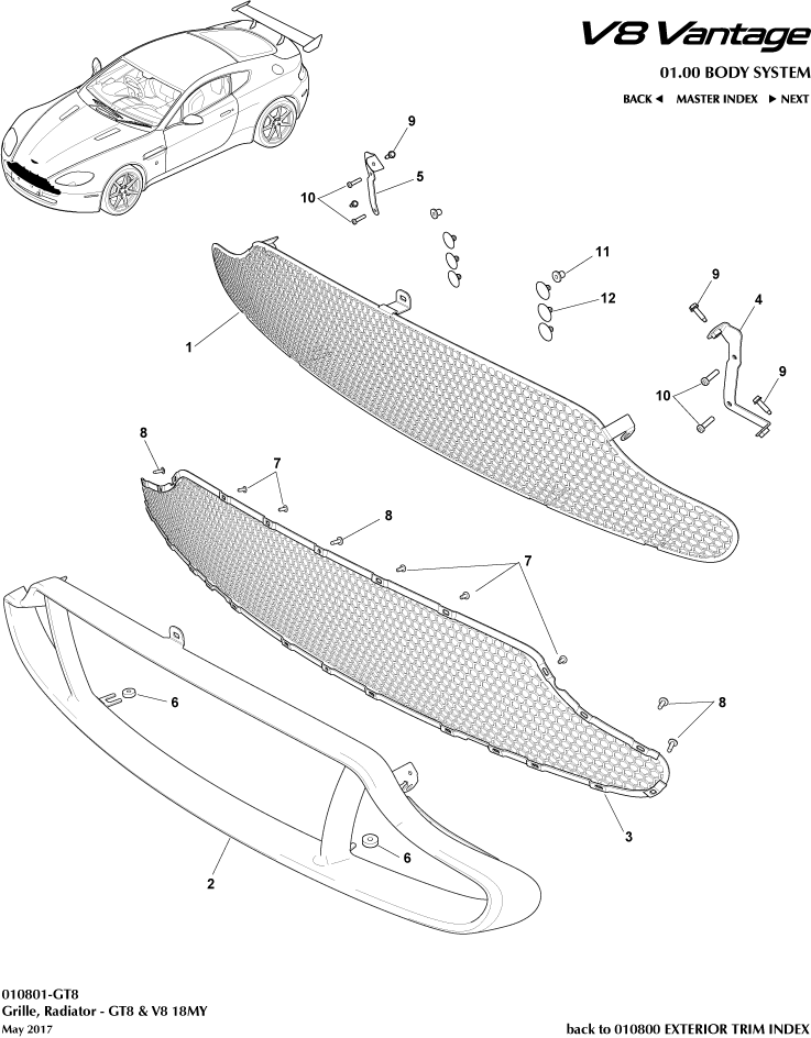 Radiator Grille, GT8 & V8 18MY