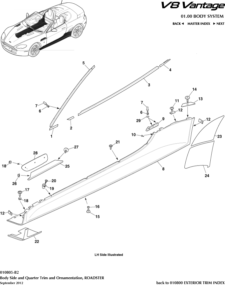 Bodyside & Quarter Trim , Roadster