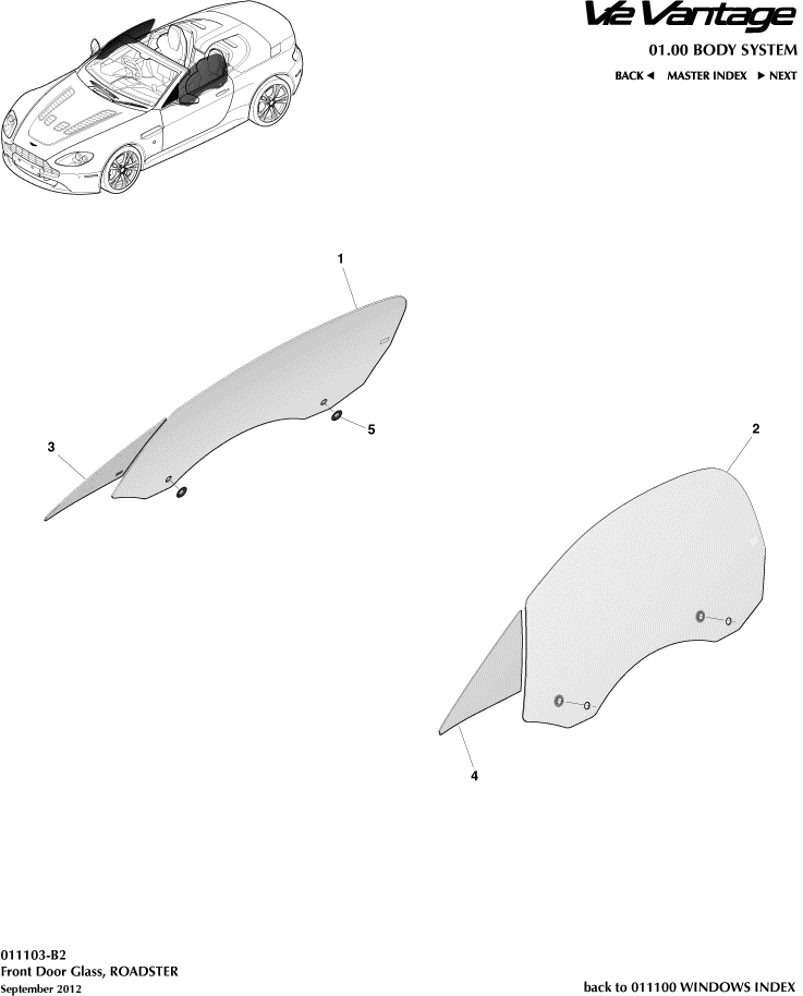 Door Glass, Roadster