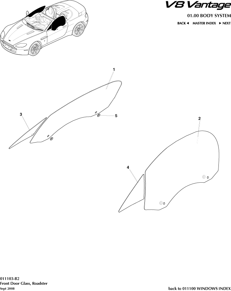 Door Glass, Roadster