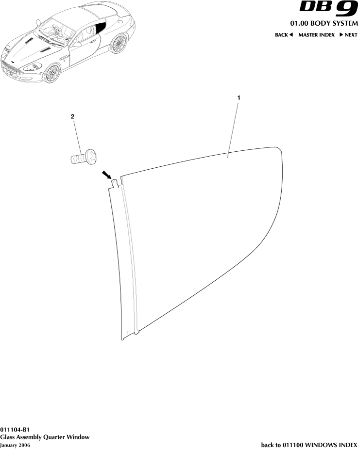 Rear Quarter Glass, Coupe