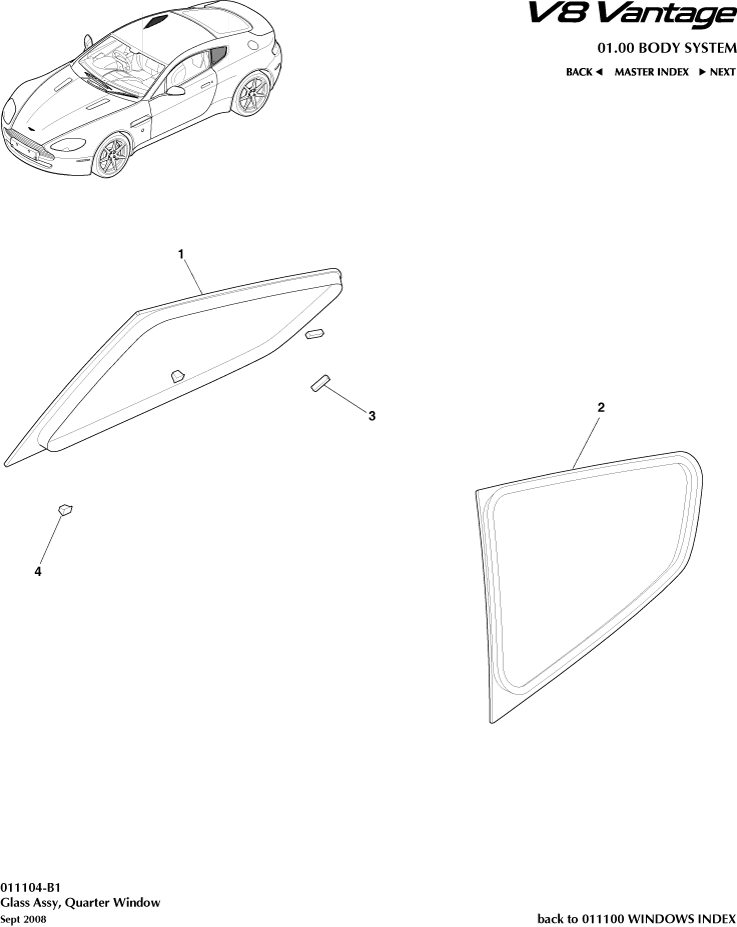 Rear Quarter Glass, Coupe