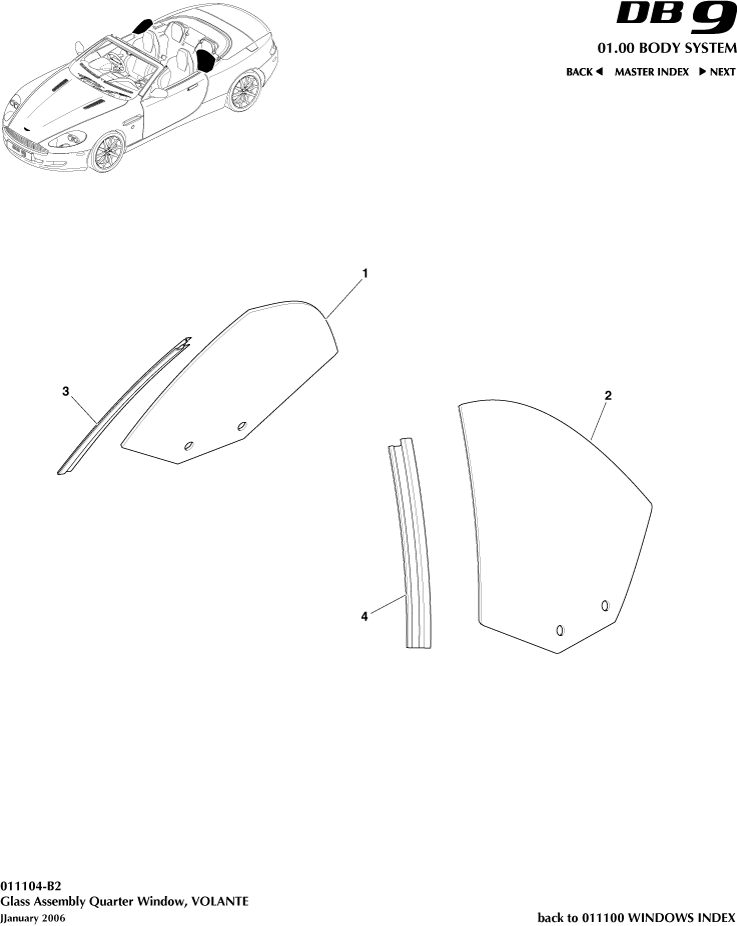 Rear Quarter Glass, Volante