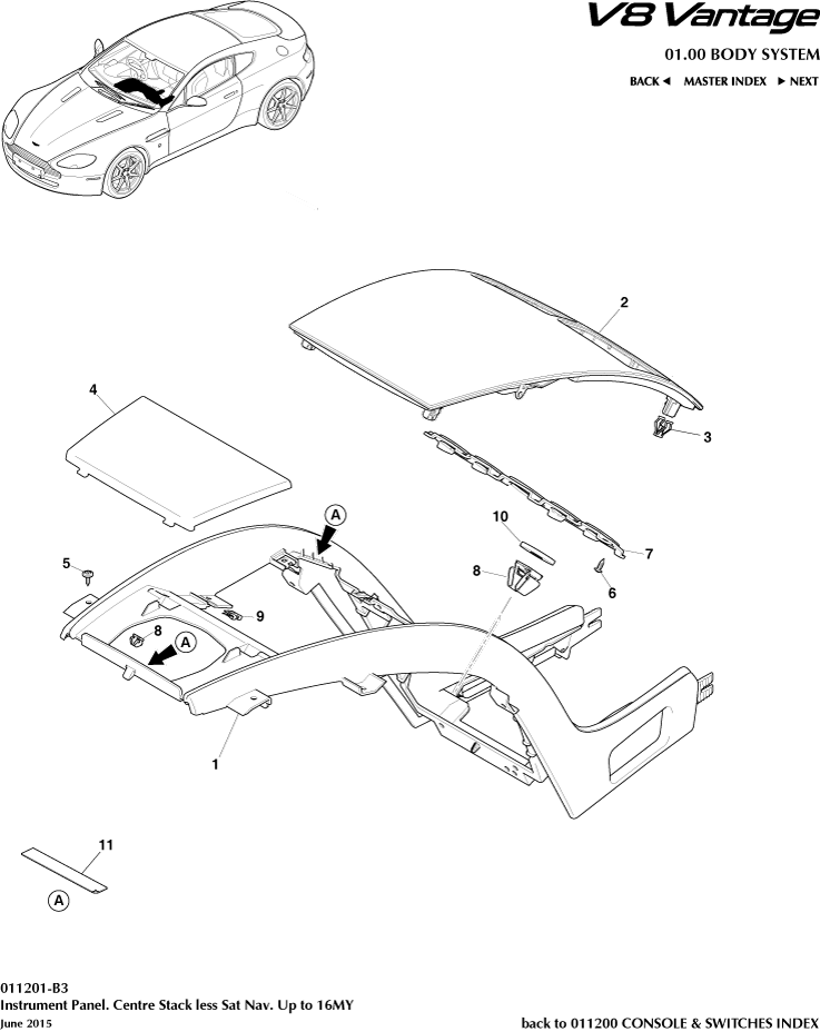 Centre Stack, less Sat Nav to 16MY