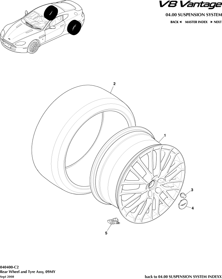 Rear Wheels & Tyres, 09MY to 12.25MY