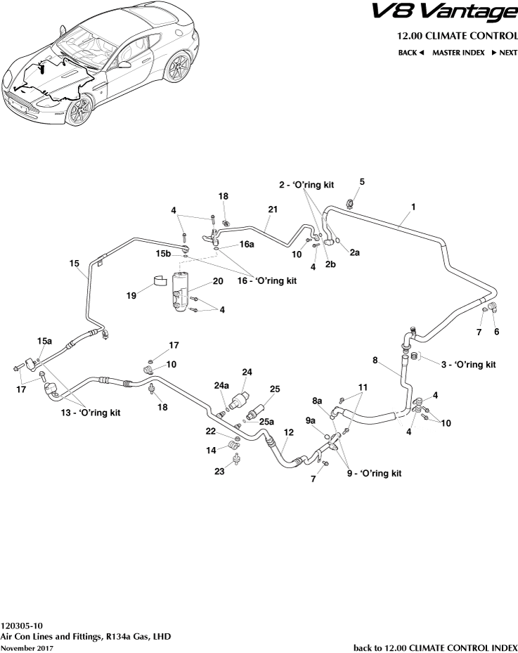 Air Con Lines, R134a Gas, LHD