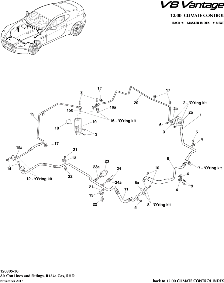 Air Con Lines, R134a Gas, RHD