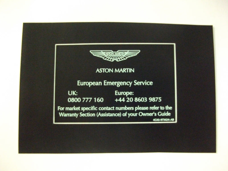 EMERGENCY BREAKDOWN ASSISTANCE INFO LABEL