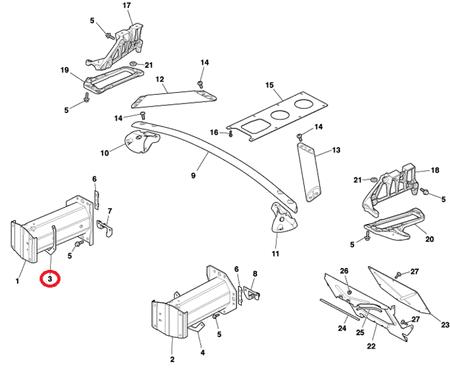 Image of FRONT CRUSH CAN MOUNTING BRACKET RIGHT