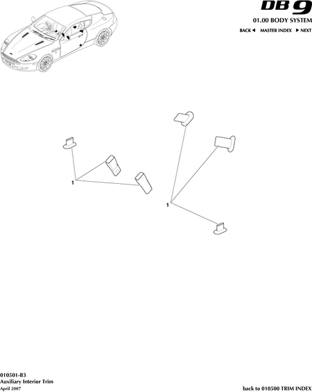 car: DB9,item_no: -,quantity: 2,reference: DB9_05_12_00-00-DB9_05_12_010501-B3