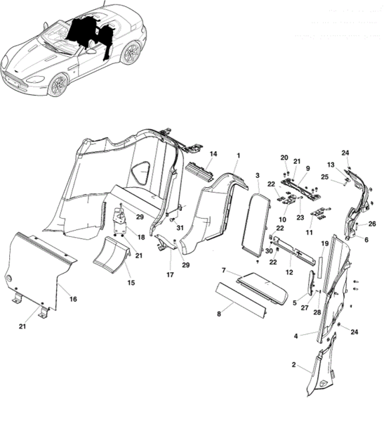 Image of LEFT HAND REAR SEAT FINISHER - ROADSTER