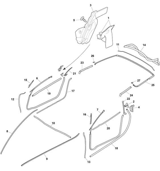 Image of RIGHT HAND QUARTER WINDOW INNER WEATHER STRIP SEAL