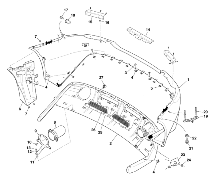 REAR BUMPER BRACKET COVER LEFT HAND