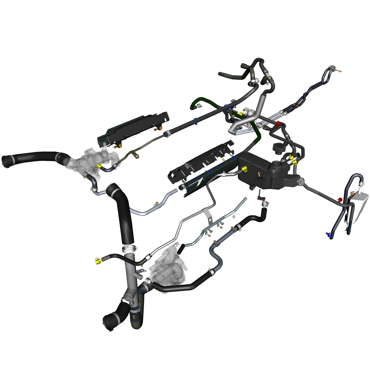 car:TARAF,item_no:,quantity:6,reference:TARAF_PartsCatalogue-030300-01 Coolant Hoses & Reservoir