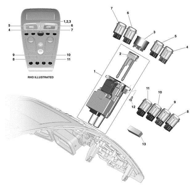 GLASS PARKING SENSOR SWITCH - CHROME
