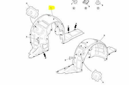 RIGHT HAND FRONT WHEEL ARCH LINER FENDER LINER