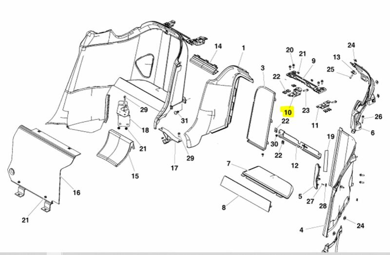Image of LEFT HAND BRACKET BODYSIDE REAR TRIM UPPER
