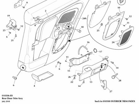RIGHT REAR INTERIOR DOOR RELEASE HANDLE