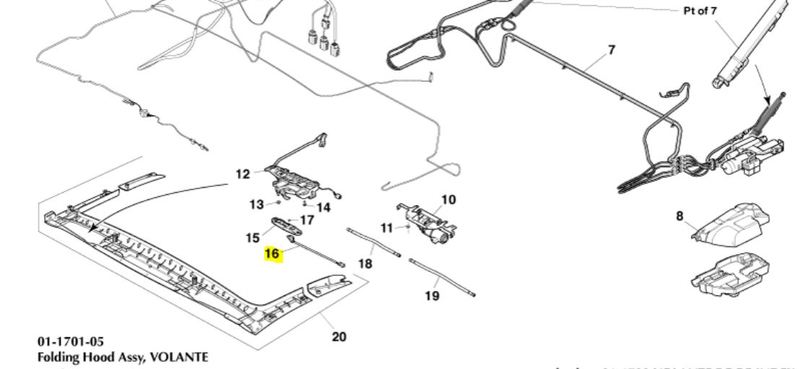 VOLANTE ROOF LATCH BRACKET HARNESS ASSEMBLY