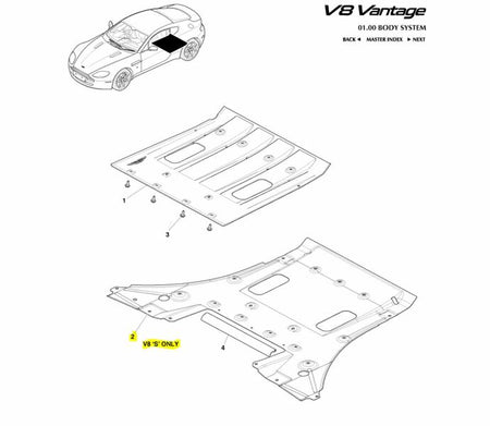 REAR UNDER SHIELD V8 & 12 S ONLY