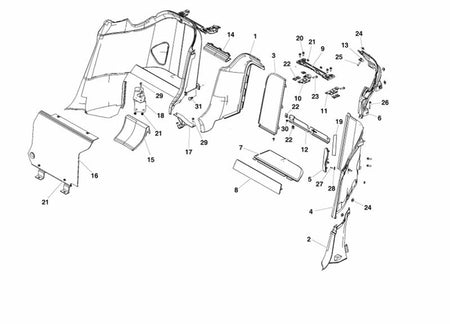 LEFT LOWER REAR QUARTER PANEL CARPET TRIM