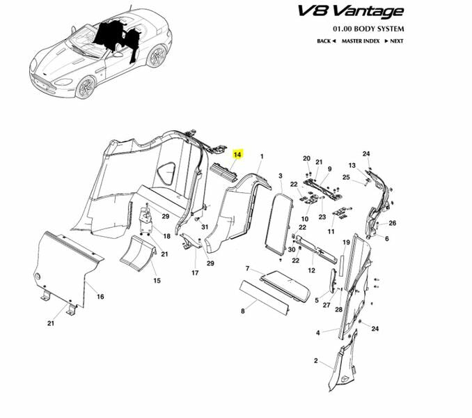 Image of ROADSTER REAR CONSOLE TOP FINISHER