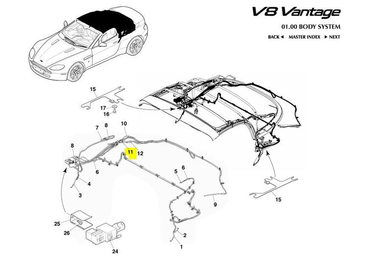 Image of VOLANTE ROOF HYDRAULIC PIPE RIGHT HAND SIDE