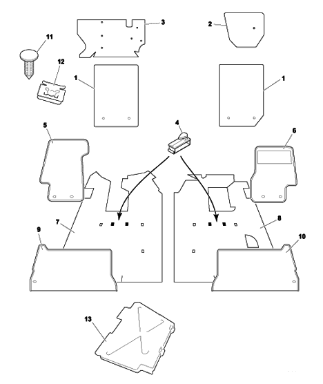FRONT CARPET TRIM PIN BACKING RETAINER