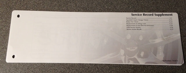 Image of OWNERS MANUAL SERVICE RECORD SUPPLEMENT