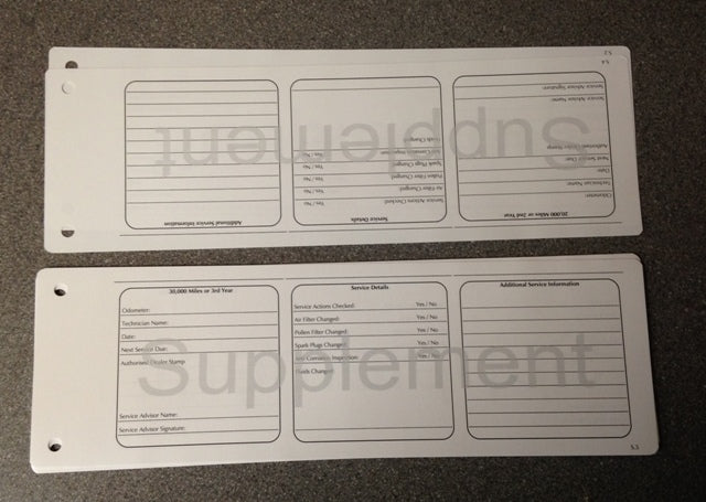 Image of OWNERS MANUAL SERVICE RECORD SUPPLEMENT