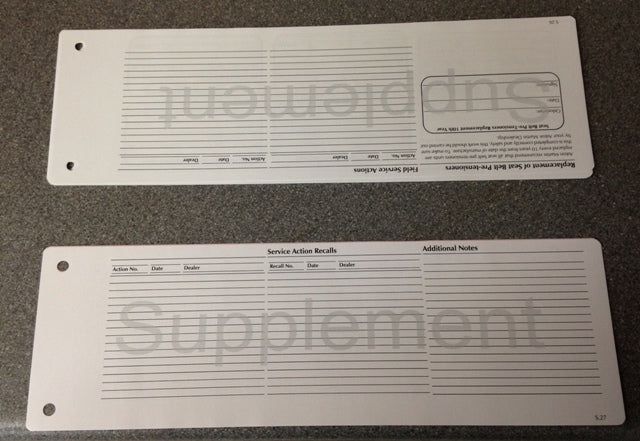 Image of OWNERS MANUAL SERVICE RECORD SUPPLEMENT