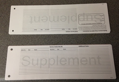Image of OWNERS MANUAL SERVICE RECORD SUPPLEMENT