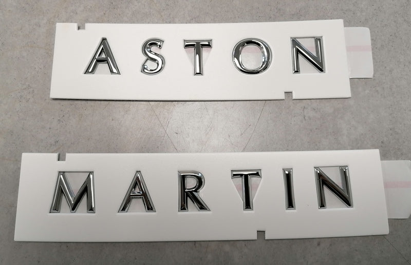 REAR ASTON MARTIN LARGE SCRIPT BADGE - CHROME