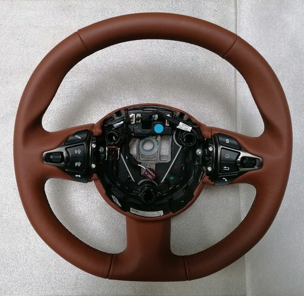 Image of HEATED CHESTNUT TAN LEATHER STEERING WHEEL