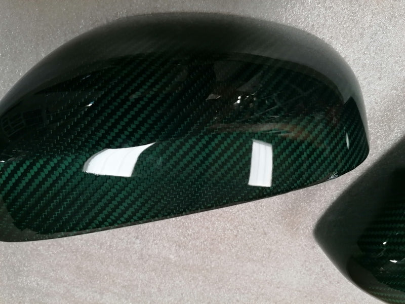 GREEN - CARBON FIBRE MIRROR COVER CAPS AG33 TYPE