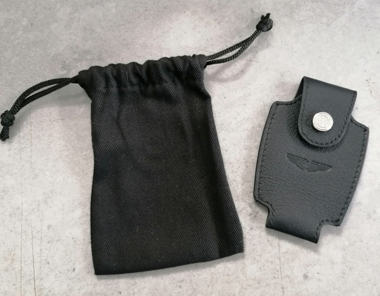 LEATHER GLASS KEY POUCH - BLACK